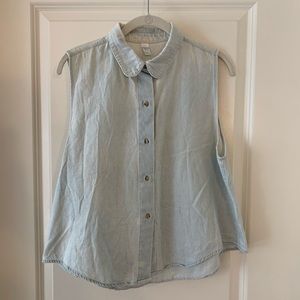 Acid Wash Denim Sleeveless Shirt